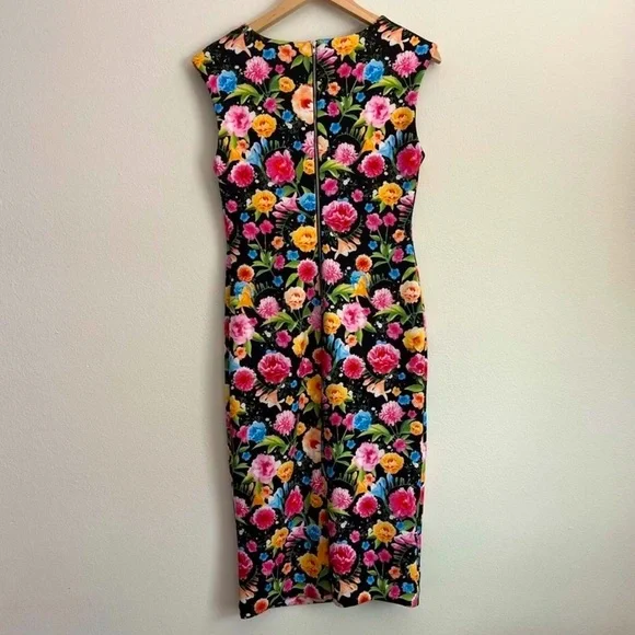 Beige By ECI Black Floral Scuba Lined Sheath Dress - Picture 7 of 16